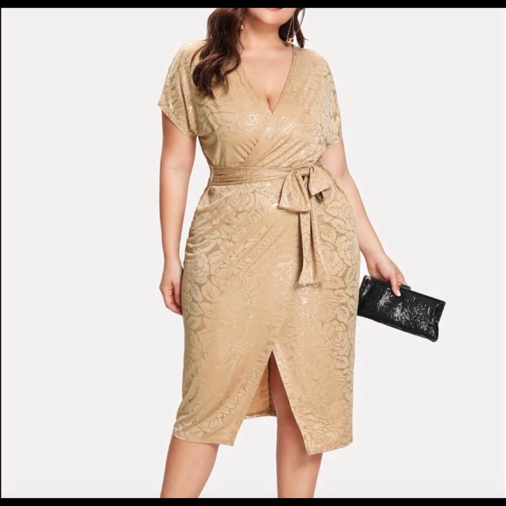 Light gold faux wrap dress